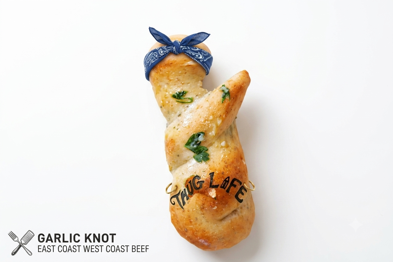 2KNOT — garlic knot, bandana, tattoo