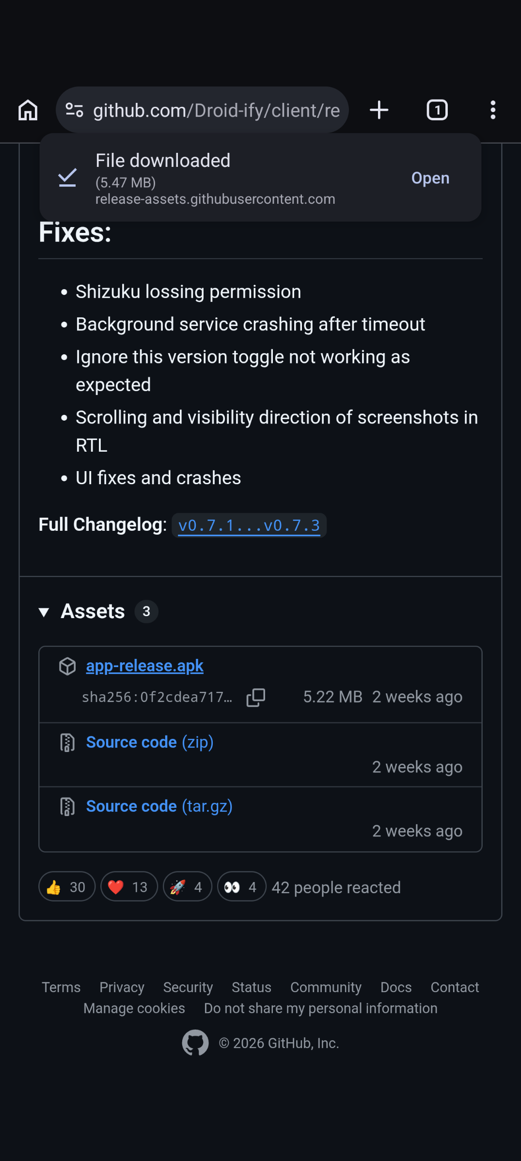 Droidify GitHub release — app-release.apk