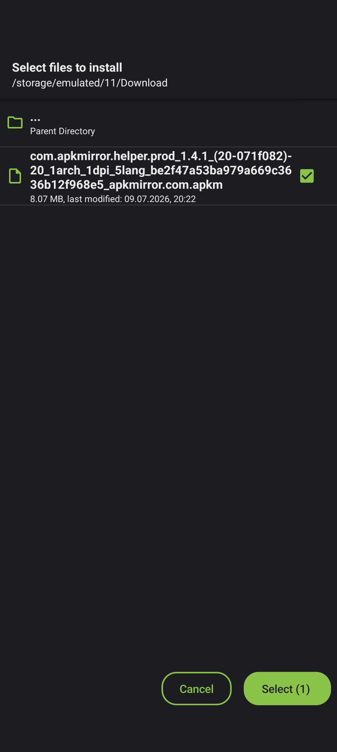 SAI — pick the file